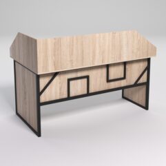 Стол эргономичный офисный СЭ-18 (правосторонний) с экраном СТРОНГ в стиле ЛОФТ декор №4, Дуб Сонома