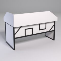 Стол эргономичный офисный СЭ-18 (правосторонний) с экраном СТРОНГ в стиле ЛОФТ декор №4, Белый