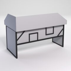 Стол эргономичный офисный СЭ-18 (правосторонний) с экраном СТРОНГ в стиле ЛОФТ декор №4, Серый