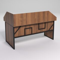 Стол эргономичный офисный СЭ-18 (правосторонний) с экраном СТРОНГ в стиле ЛОФТ декор №4, Орех