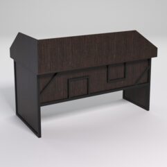 Стол эргономичный офисный СЭ-18 (правосторонний) с экраном СТРОНГ в стиле ЛОФТ декор №4, Дуб Венге