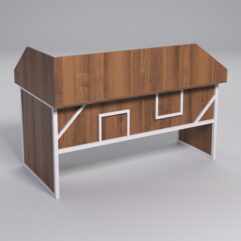 Стол эргономичный офисный СЭ-18 (правосторонний) с экраном СТРОНГ в стиле ЛОФТ декор №4, Орех + металлический каркас Белый