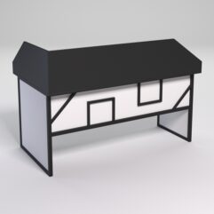 Стол эргономичный офисный СЭ-18 (правосторонний) с экраном СТРОНГ в стиле ЛОФТ декор №4, Черный и Белый