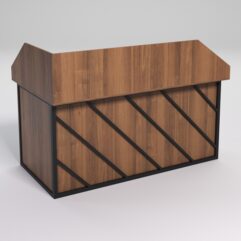 Стол эргономичный офисный СЭ-18А (правосторонний) с экраном СТРОНГ в стиле ЛОФТ декор №2, Орех