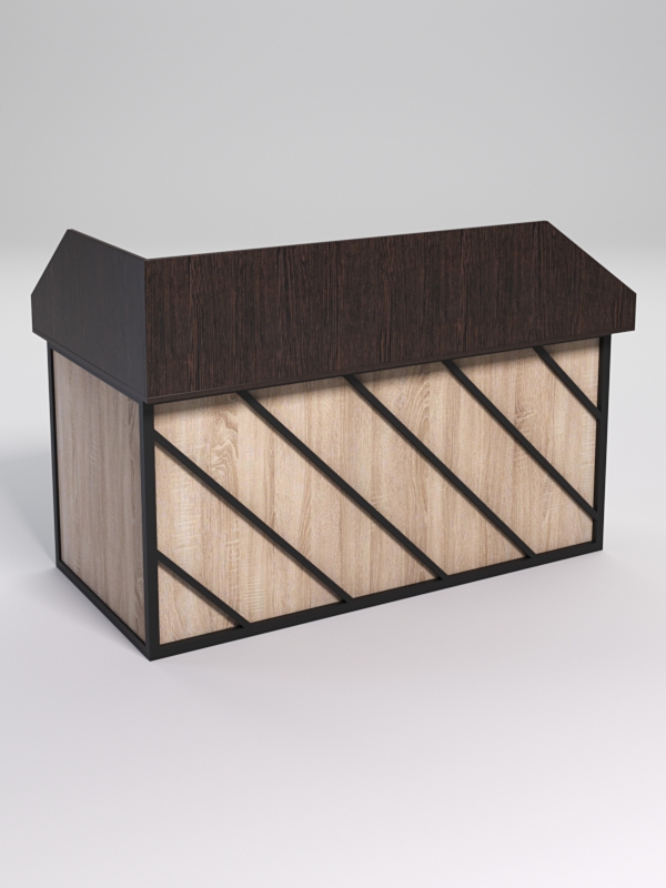 Стол эргономичный офисный СЭ-18А (правосторонний) с экраном СТРОНГ в стиле ЛОФТ декор №2, Дуб Венге и Дуб Сонома