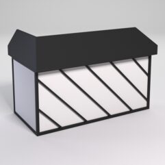 Стол эргономичный офисный СЭ-18А (правосторонний) с экраном СТРОНГ в стиле ЛОФТ декор №2, Черный и Белый