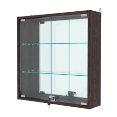 Витрина настенная с регулировочными полками №1-2А-РЕГ с зеркалом, Дуб Венге