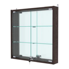 Витрина настенная с регулировочными полками №1-2АУ-РЕГ с зеркалом, Дуб Венге