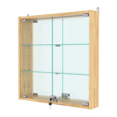 Витрина настенная с регулировочными полками №1-2АУ-РЕГ с зеркалом, Дуб Золотистый