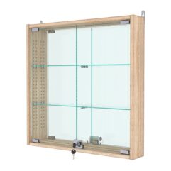 Витрина настенная с регулировочными полками №1-2АУ-РЕГ с зеркалом, Дуб Сонома