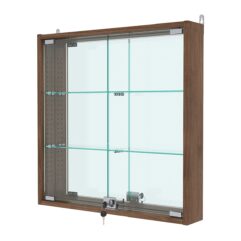 Витрина настенная с регулировочными полками №1-2АУ-РЕГ с зеркалом, Орех