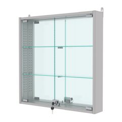 Витрина настенная с регулировочными полками №1-2АУ-РЕГ с зеркалом, Серый