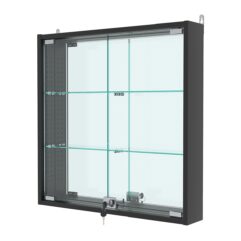 Витрина настенная с регулировочными полками №1-2АУ-РЕГ с зеркалом, Черный