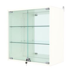 Витрина настенная с регулировочными полками №1-2АГ-РЕГ с зеркалом, Белый