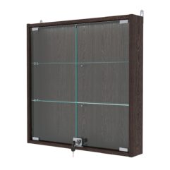 Витрина настенная с регулировочными полками №1-3АУ-РЕГ с подсветкой, Дуб Венге