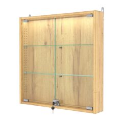 Витрина настенная с регулировочными полками №1-3АУ-РЕГ с подсветкой, Дуб Золотистый