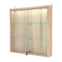 Витрина настенная с регулировочными полками №1-3АУ-РЕГ с подсветкой, Дуб Сонома