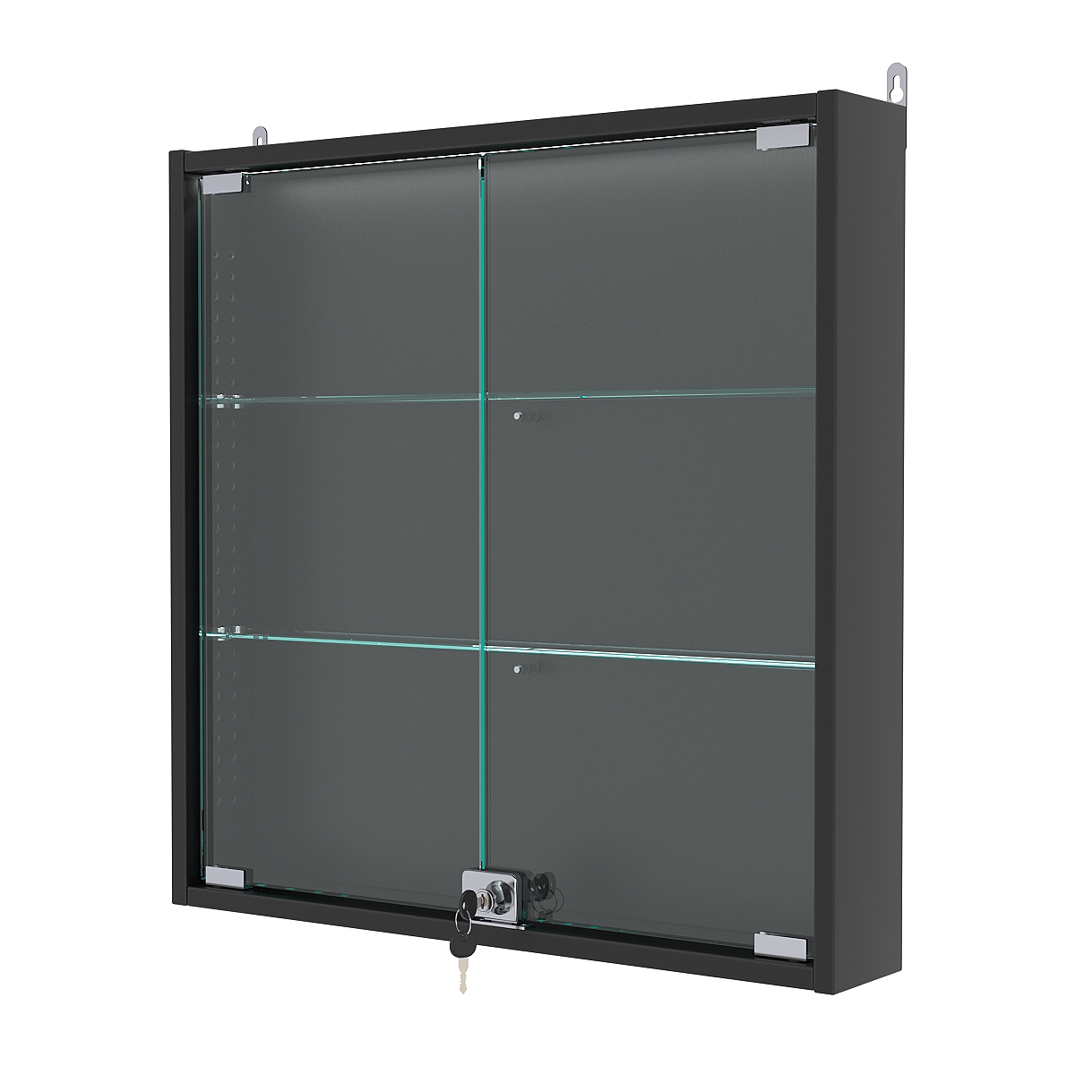 Витрина настенная с регулировочными полками №1-3АУ-РЕГ с подсветкой, Черный