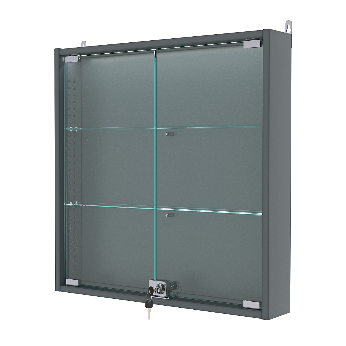 Витрина настенная с регулировочными полками №1-3АУ-РЕГ с подсветкой, Темно-Серый