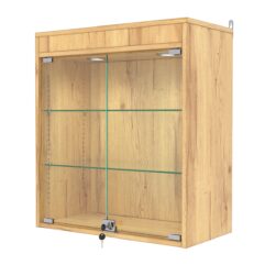 Витрина настенная с регулировочными полками №1-3АГ-РЕГ с подсветкой, Дуб Золотистый