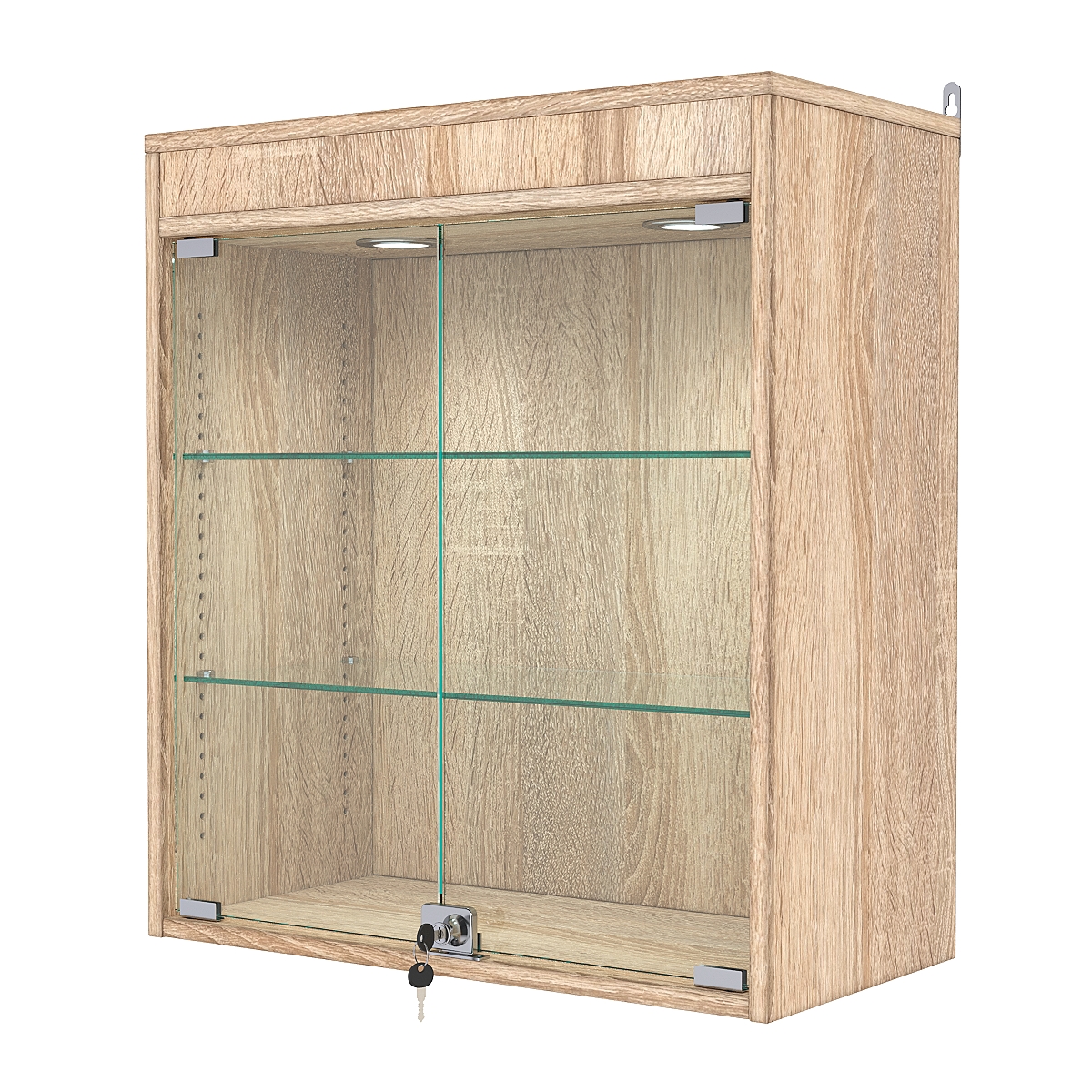 Витрина настенная с регулировочными полками №1-3АГ-РЕГ с подсветкой, Дуб Сонома