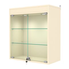 Витрина настенная с регулировочными полками №1-3АГ-РЕГ с подсветкой, Крем Вайс