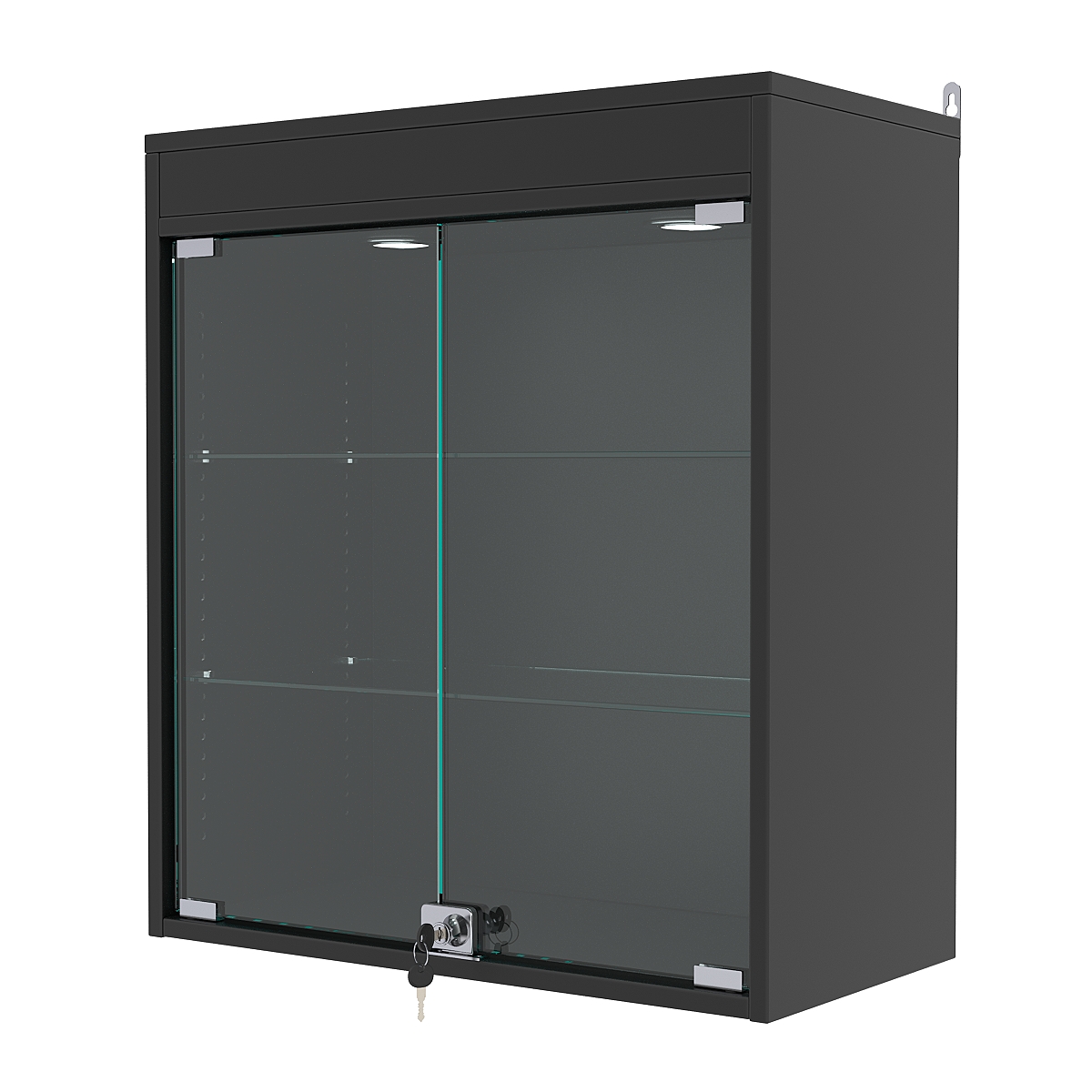 Витрина настенная с регулировочными полками №1-3АГ-РЕГ с подсветкой, Черный