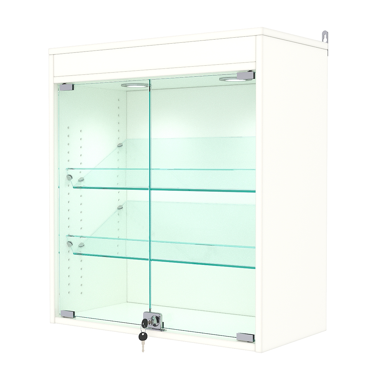 Витрина настенная с регулировочными полками №1-3АКГ-РЕГ с подсветкой, Белый