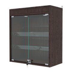 Витрина настенная с регулировочными полками №1-3АКГ-РЕГ с подсветкой, Дуб Венге