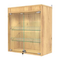 Витрина настенная с регулировочными полками №1-3АКГ-РЕГ с подсветкой, Дуб Золотистый