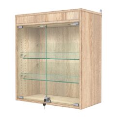 Витрина настенная с регулировочными полками №1-3АКГ-РЕГ с подсветкой, Дуб Сонома