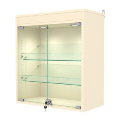 Витрина настенная с регулировочными полками №1-3АКГ-РЕГ с подсветкой, Крем Вайс