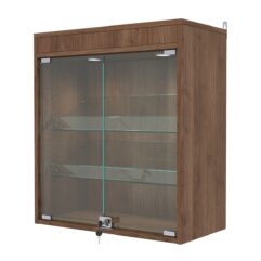 Витрина настенная с регулировочными полками №1-3АКГ-РЕГ с подсветкой, Орех