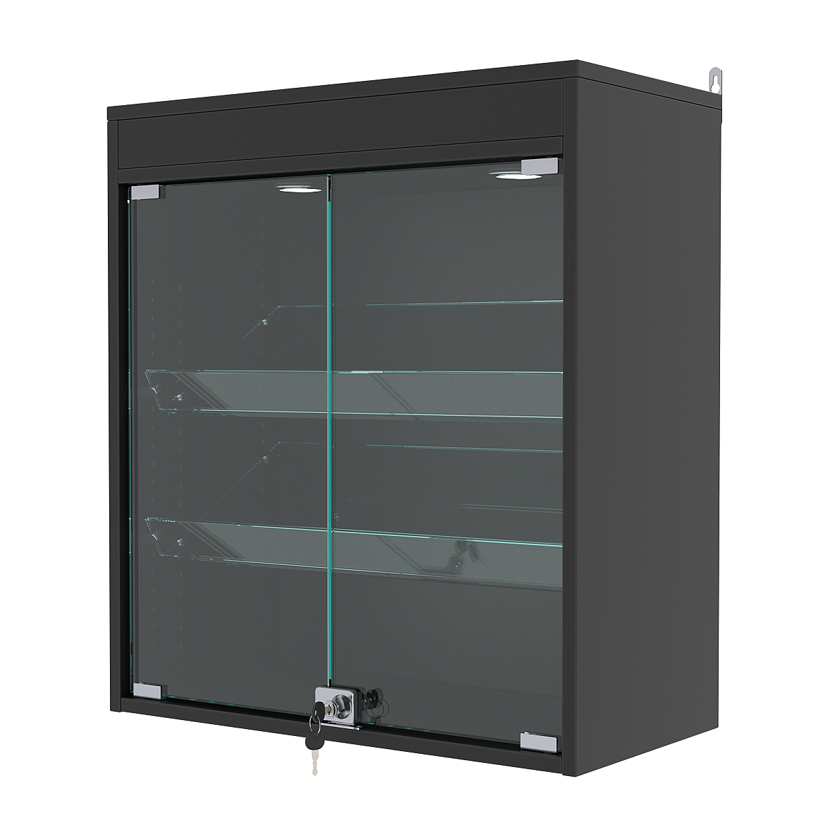 Витрина настенная с регулировочными полками №1-3АКГ-РЕГ с подсветкой, Черный