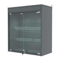 Витрина настенная с регулировочными полками №1-3АКГ-РЕГ с подсветкой, Темно-Серый