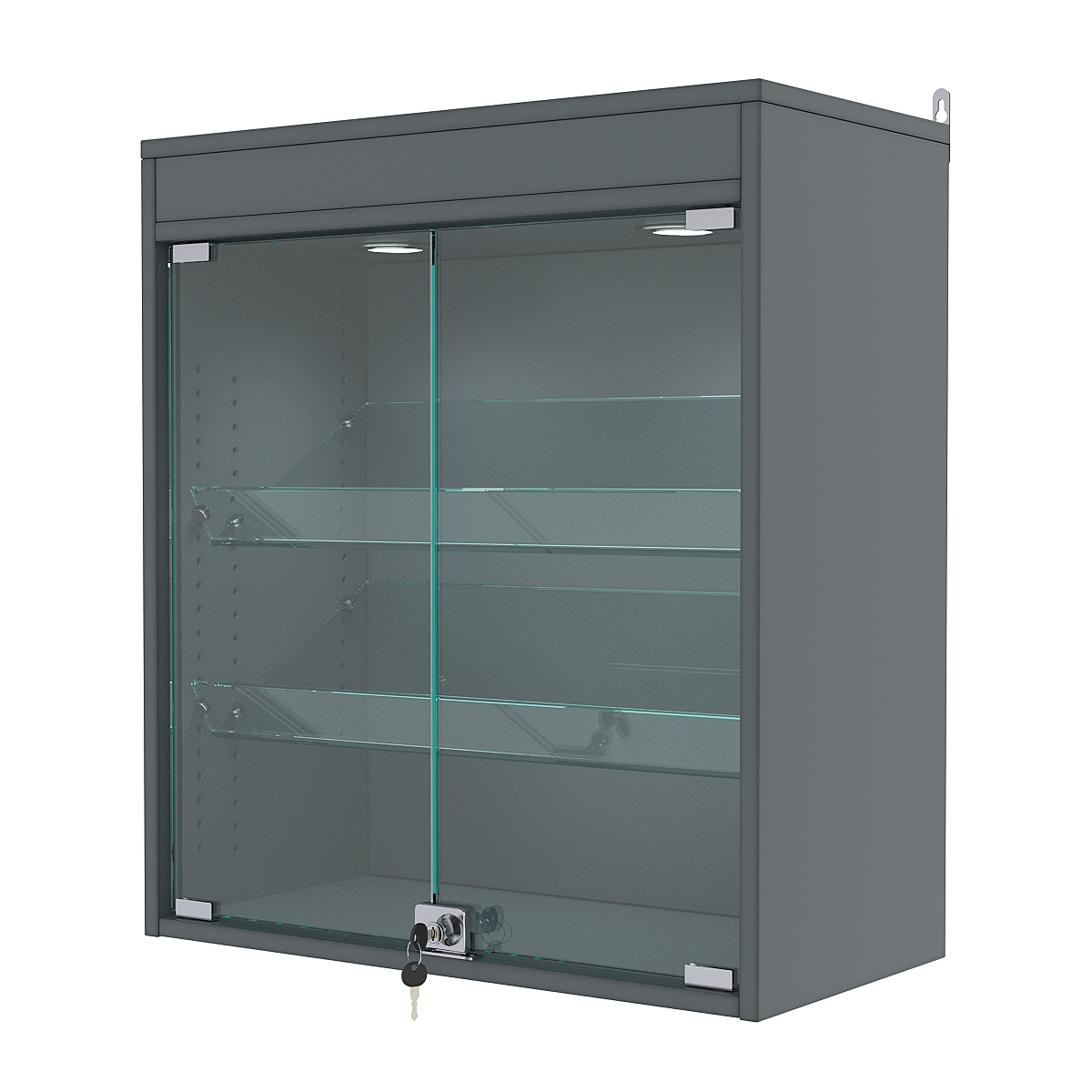 Витрина настенная с регулировочными полками №1-3АКГ-РЕГ с подсветкой, Темно-Серый