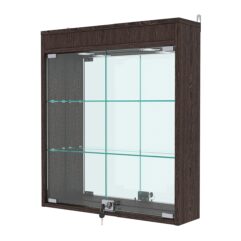 Витрина настенная с регулировочными полками №1-4А-РЕГ с зеркалом и подсветкой, Дуб Венге