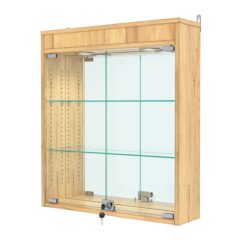 Витрина настенная с регулировочными полками №1-4А-РЕГ с зеркалом и подсветкой, Дуб Золотистый