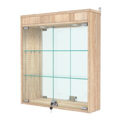 Витрина настенная с регулировочными полками №1-4А-РЕГ с зеркалом и подсветкой, Дуб Сонома