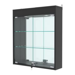 Витрина настенная с регулировочными полками №1-4А-РЕГ с зеркалом и подсветкой, Черный