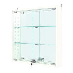 Витрина настенная с регулировочными полками №1-4АУ-РЕГ с зеркалом и с подсветкой, Белый