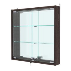 Витрина настенная с регулировочными полками №1-4АУ-РЕГ с зеркалом и с подсветкой, Дуб Венге