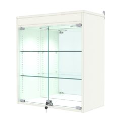 Витрина настенная с регулировочными полками №1-4АГ-РЕГ с зеркалом и подсветкой, Белый