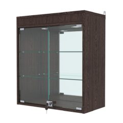 Витрина настенная с регулировочными полками №1-4АГ-РЕГ с зеркалом и подсветкой, Дуб Венге