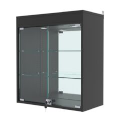 Витрина настенная с регулировочными полками №1-4АГ-РЕГ с зеркалом и подсветкой, Черный