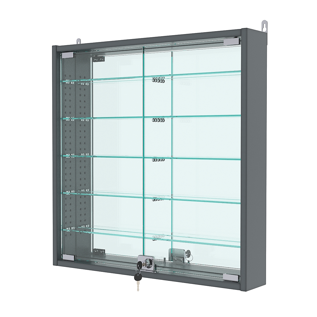 Витрина настенная с регулировочными полками №1-6АУ-РЕГ, Темно-Серый