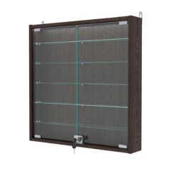 Витрина настенная с регулировочными полками №1-7АУ-РЕГ с подсветкой, Дуб Венге