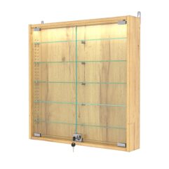 Витрина настенная с регулировочными полками №1-7АУ-РЕГ с подсветкой, Дуб Золотистый