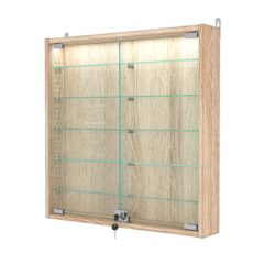 Витрина настенная с регулировочными полками №1-7АУ-РЕГ с подсветкой, Дуб Сонома