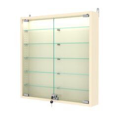 Витрина настенная с регулировочными полками №1-7АУ-РЕГ с подсветкой, Крем Вайс